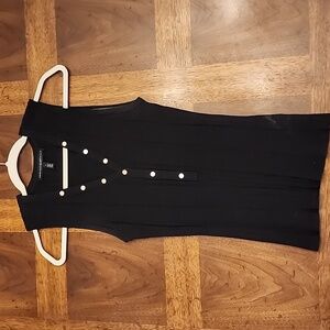 White House Black Market Black Slvless Sweater Top Sz large V-Neck Rib Stretch